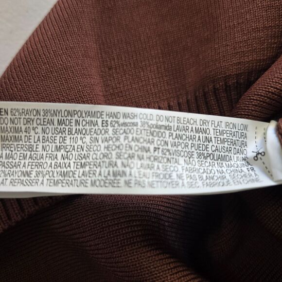 Forever 21 Sweater Women's Small Brown Mock Neck Open Back w/ Ties Side Slits - Picture 7 of 16